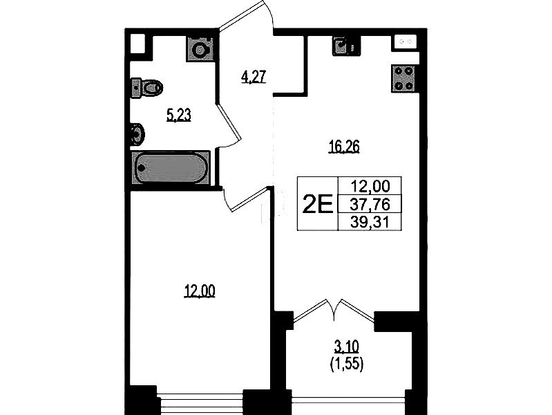 1-комнатная квартира 39.31 м², 2/4 эт., ЖК «Ranta Residence»